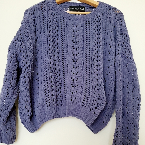 Kendall & Kylie blue knit open crop sweater - Picture 7 of 9